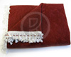 Couvre-couchette de Cabine PL en velours rouge � franges blanche