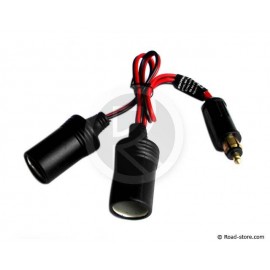 Double car charger 12/24V 15A max 300W + plug