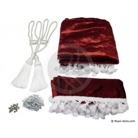 RIDEAUX DE CABINE VELOURS 5 ACCESSOIRES ROUGE BORDEAUX