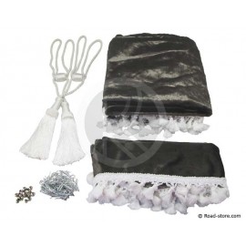 RIDEAUX DE CABINE VELOURS 5 ACCESSOIRES GRIS ARGENT