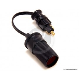 PRISE AC MALE/FEMELLE 12/24V 8A (DIN 2 PLES) + CABLE 20CM