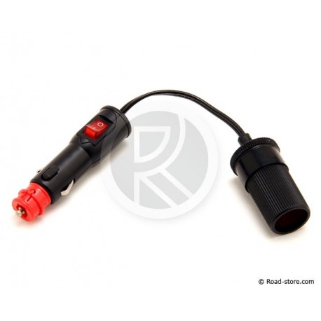 FICHE AC MALE 12/24V 8 AMP. UNIVERSELLE + INTERRUPTEUR