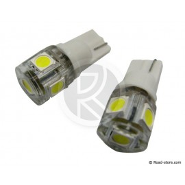 Bulb 5 SMD leds wedge base T10 12V white X2