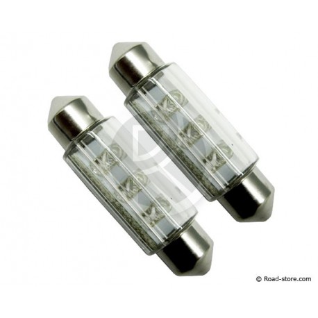 AMPOULE 6 LEDS 11x38 MM 12V BLANCHE X2