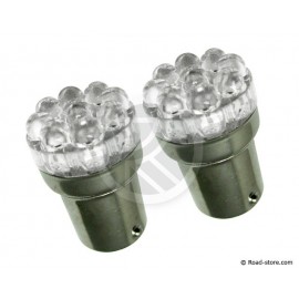 AMPOULE BA15S TYPE T18-01 9 LEDS 12V VERT X2