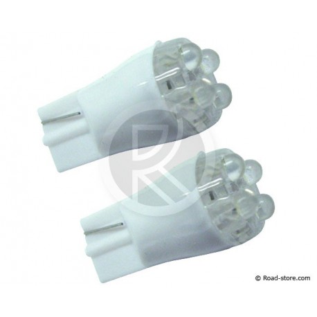 Bulb 4 LEDS WEDGE BASE T10 12V White X2