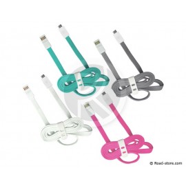 CABLE PLAT CONNEXION SMARTPHONES... MICRO USB vers USB 2.0  4 COUL. 