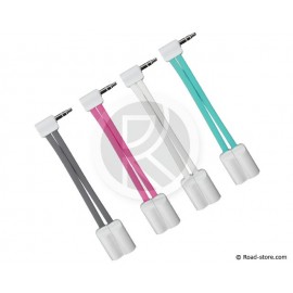 CABLE PLAT DOUBLEUR JACK 3,5MM STEREO  4 COUL.