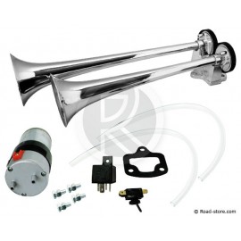 2 trumpets air Horn 24V DC + Air Compressor 