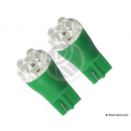 Bulb 4 LEDS WEDGE BASE T10 24V Green X2