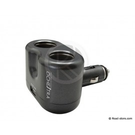 Double Car Charger 12/24V 70W in T + USB 1A