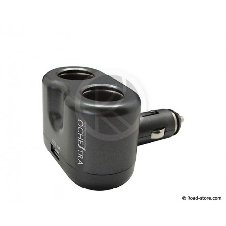 Doppelt Zigarettenanzünder Stecker 12/24V 70W + USB 1A - Road Store