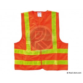 GILET DE SECURITE HAUTE VISIBILITE ORANGE/JAUNE 16 LEDS XXL