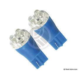 Glühbirne 4 LEDS WEDGE BASE T10 12V Blau X2