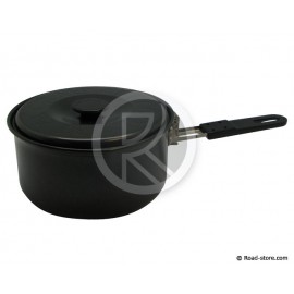 CASSEROLE ALU 1,1L 150 X 73MM A COUVERCLE + MANCHE PLIABLE PRIM'TRUCK