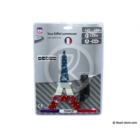 TOUR EIFFEL LUMINEUSE 13,7 X 24,8CM 51 LEDS 12/24V FRANCE