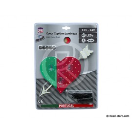 COEUR LUMINEUX PAYS 23 X 25CM 61 LEDS 12/24V PORTUGAL