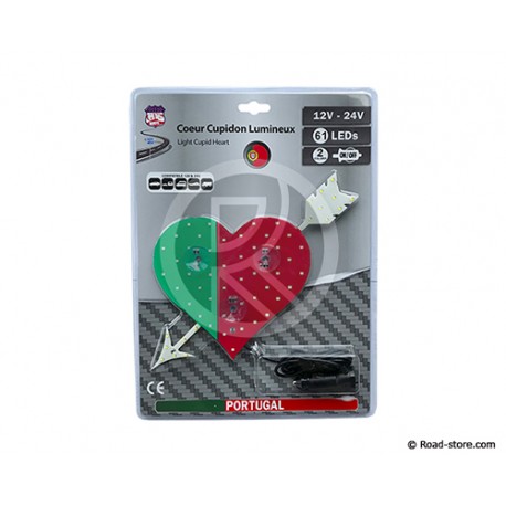 COEUR LUMINEUX PAYS 23 X 25CM 61 LEDS 12/24V PORTUGAL