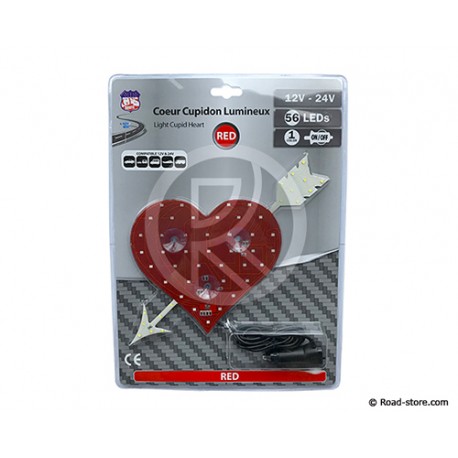 COEUR LUMINEUX 23 X 25CM 56 LEDS 12/24V ROUGE